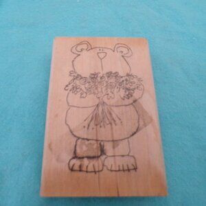 $4 for Rubber Wood Stamp Bear with Flowers Large Must Bundle What a deal!!